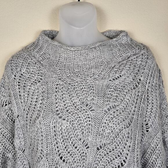 J.Crew Alpaca Blend Womens Pointelle Cable Knit Sweater AF007 Cottage Gray XL - Picture 5 of 16